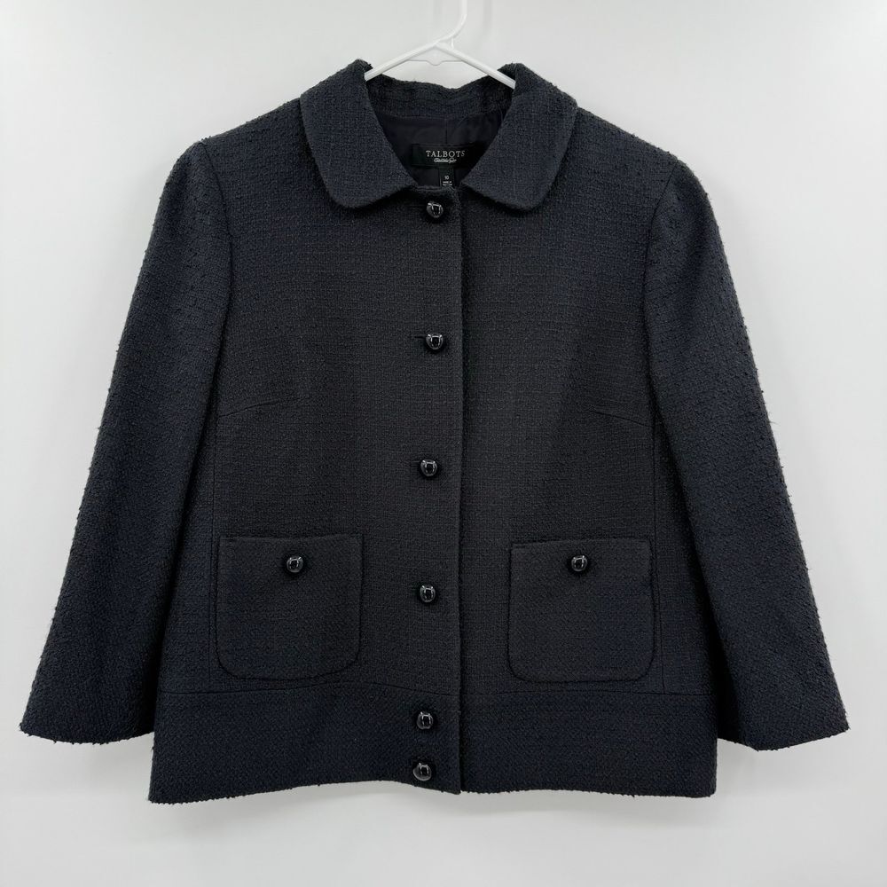 NWT Talbots the Jackie fit black wool blend blazer size 10